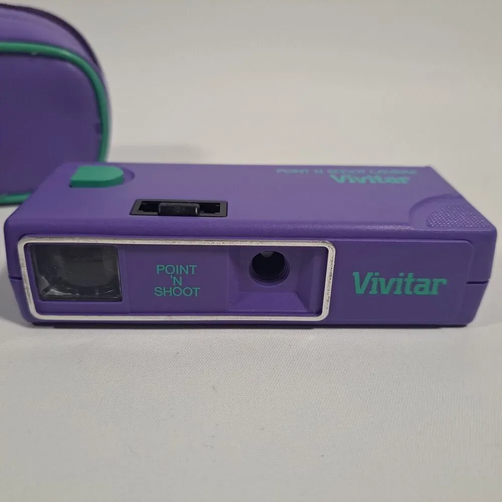 Vtg Avon Point 'N Shoot 110 Camera by Vivitar 1980s Purple Manual Case